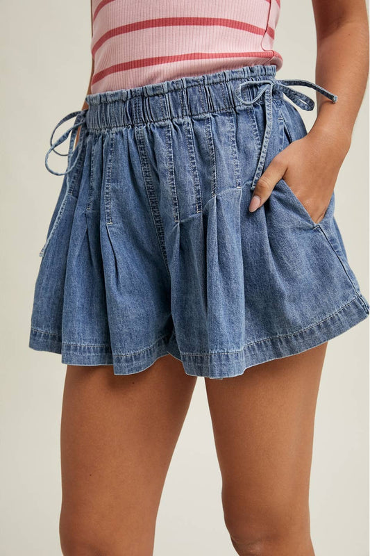 Denim Pleated Short
