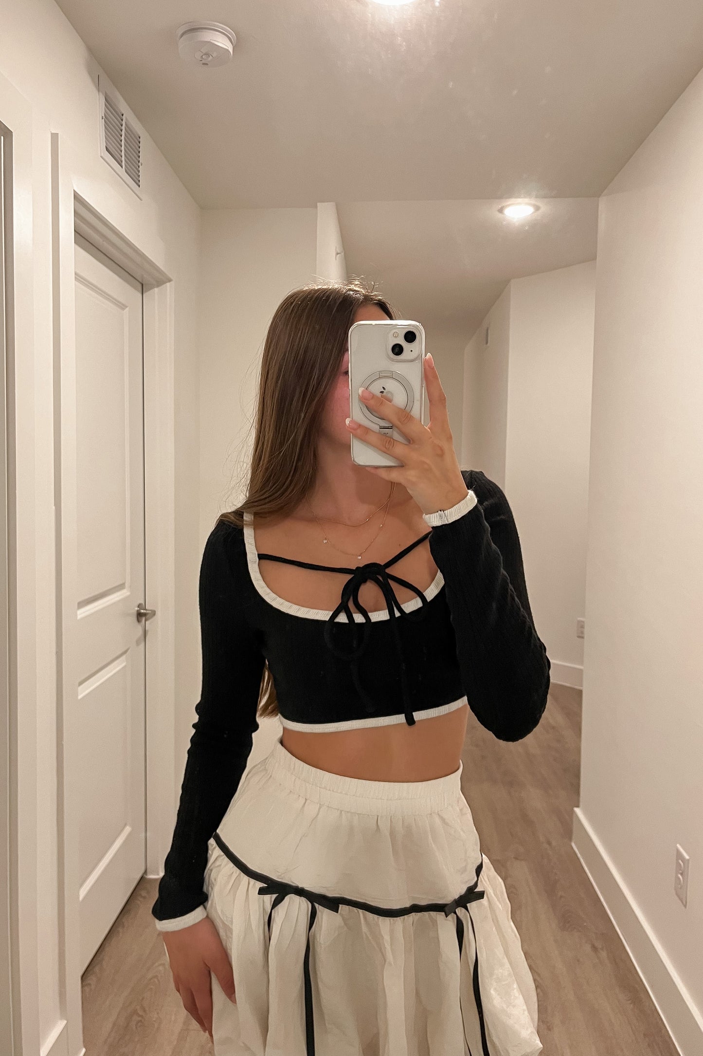 Midnight Muse Bow Crop Top