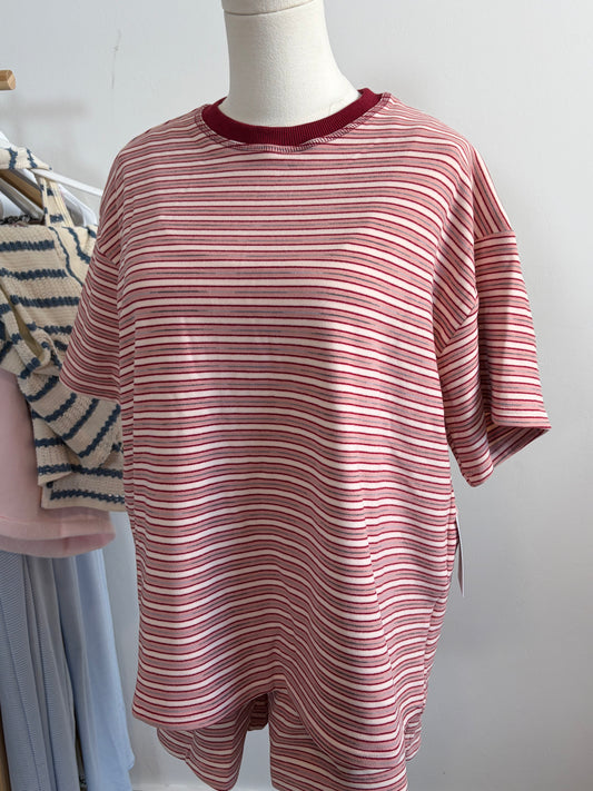 Red Soft short sleeve short set