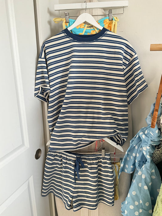Blue/Ivory Short Stripe Set
