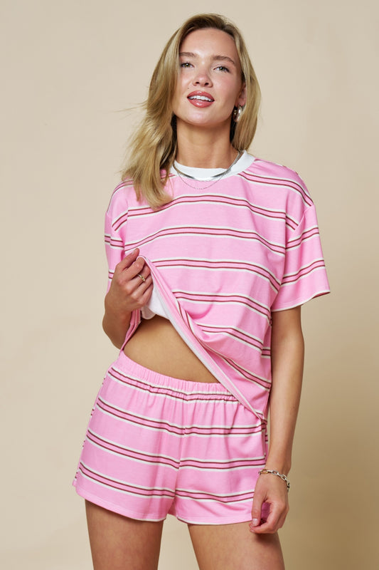 Pink Stripe Short Set