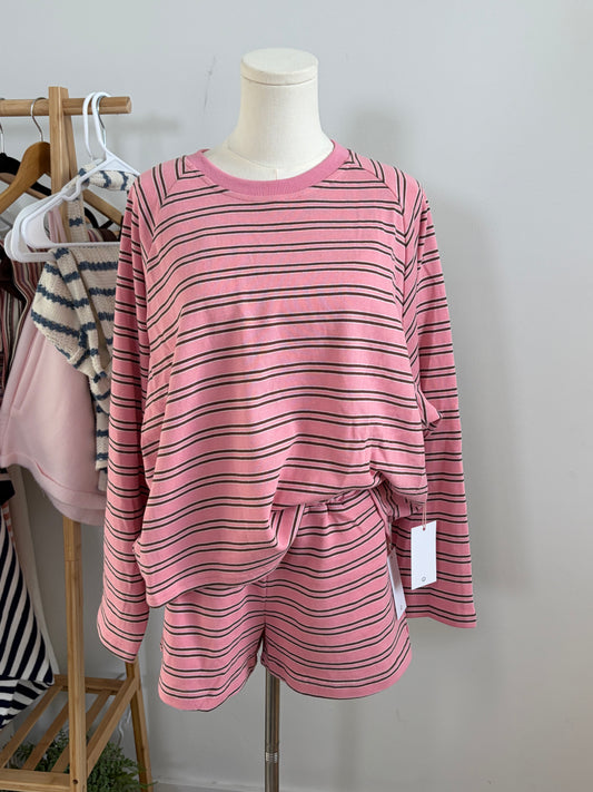 Pink/Brown Long sleeve short set