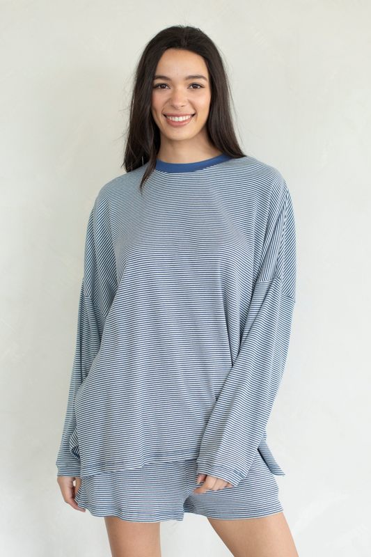 Blue Stripe Long Sleeve Set
