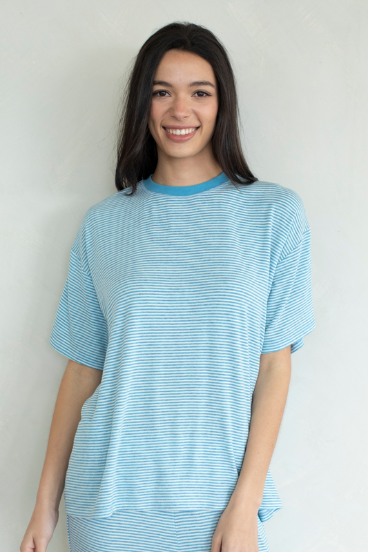 Blue Stripe Tee Set