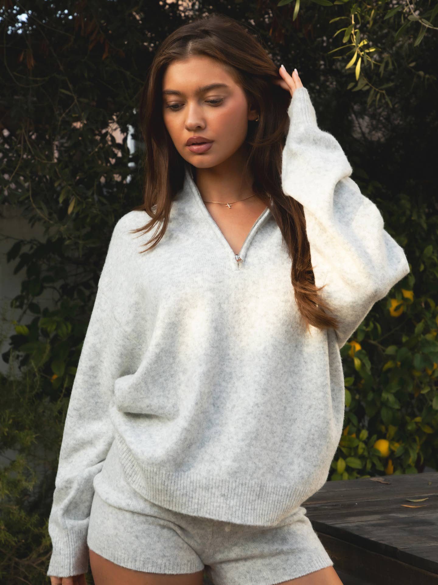 Cozy Grey Quarter Zip Set