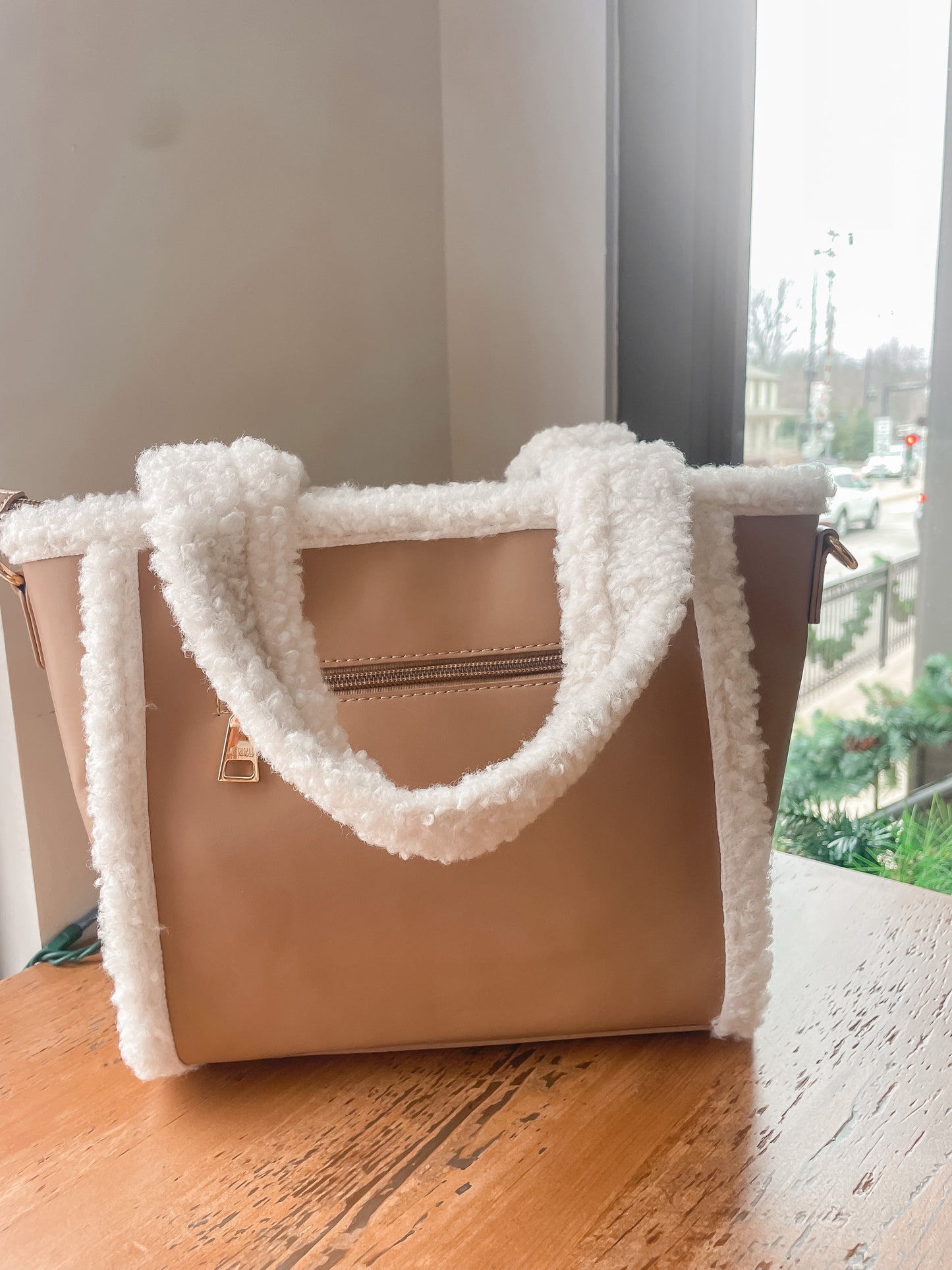 Sherpa Trim Crossbody