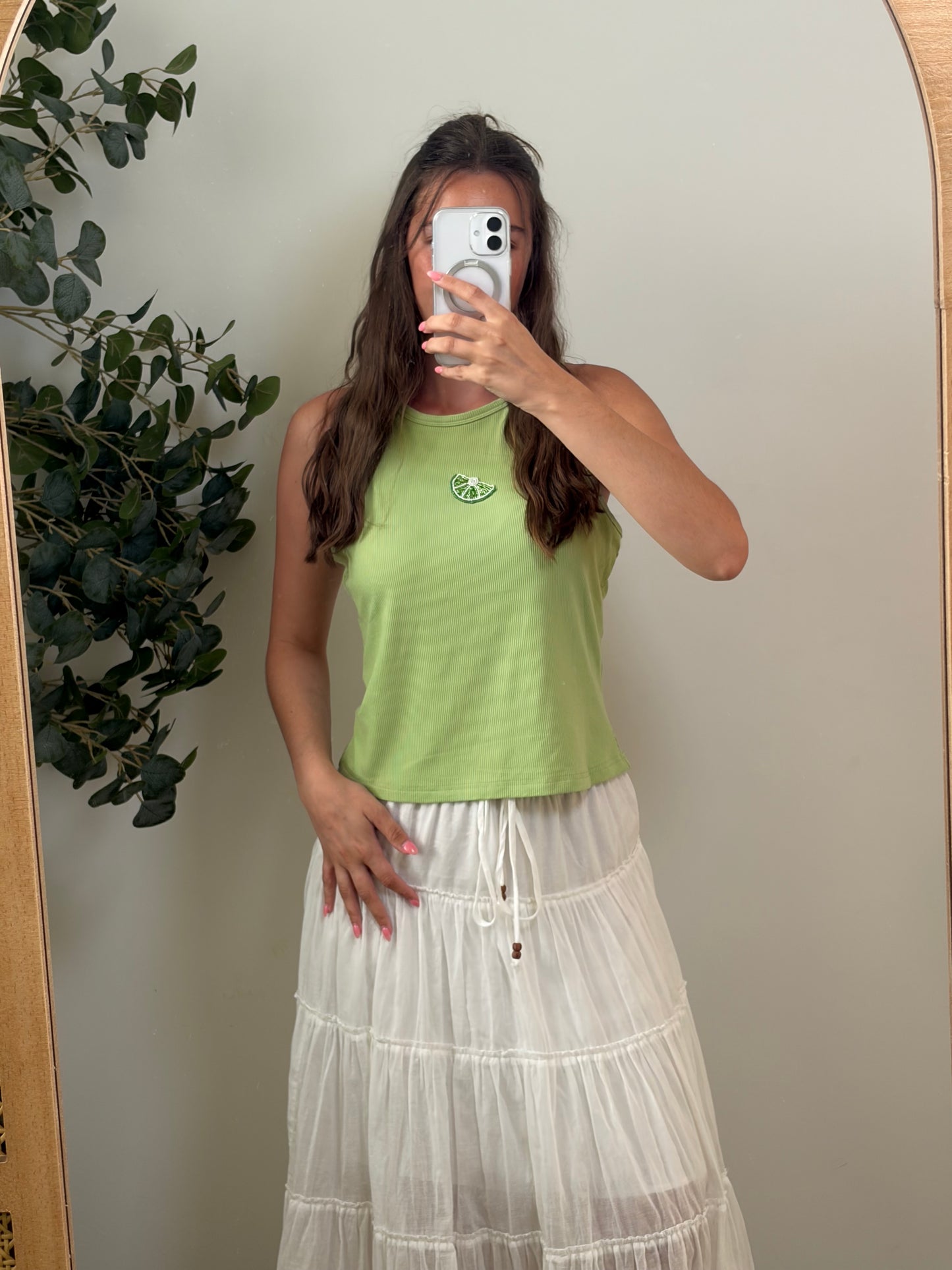 Lime Beaded Tank