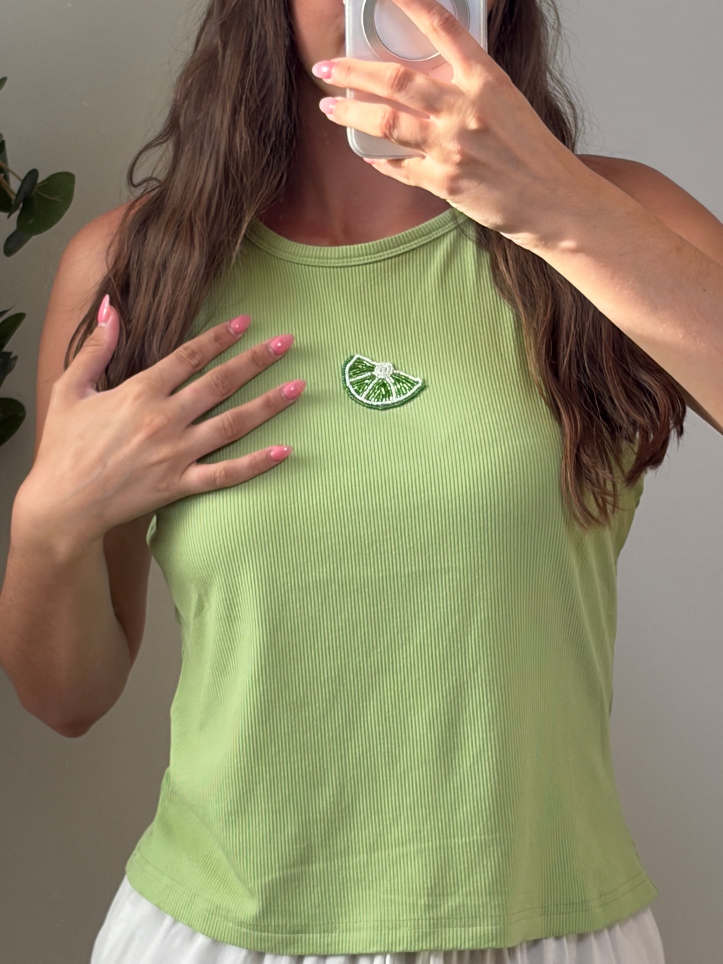 Lime Beaded Tank
