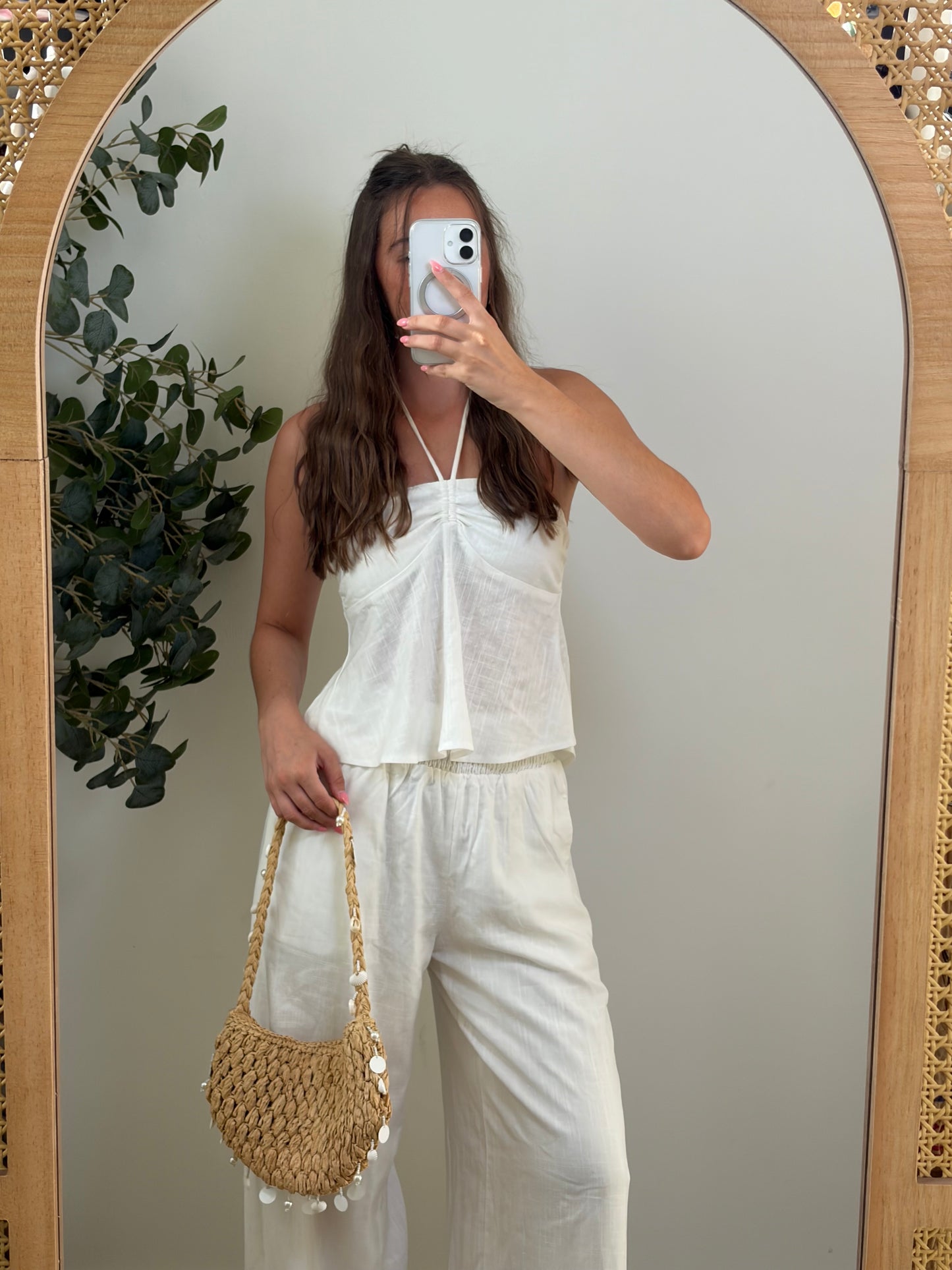 White Linen Pant Set