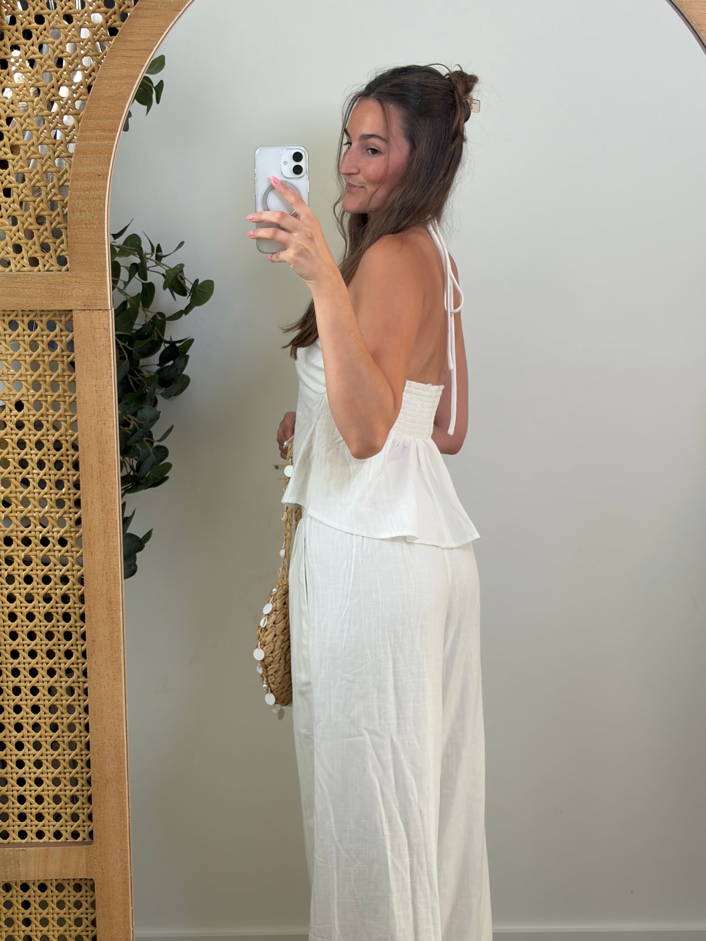White Linen Pant Set