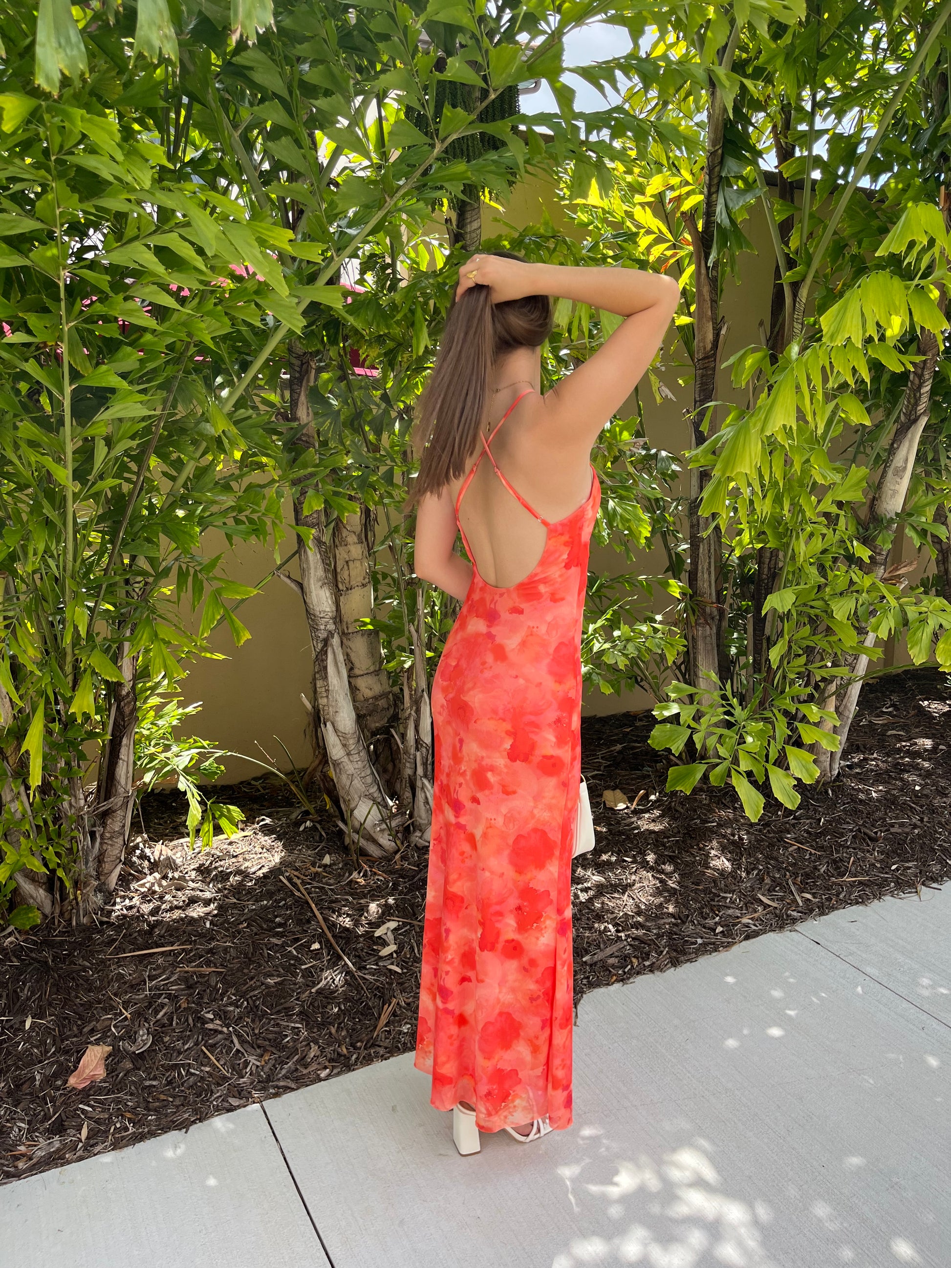 tropical mesh dress Island Style Tropical Halter Mesh Maxi Dress