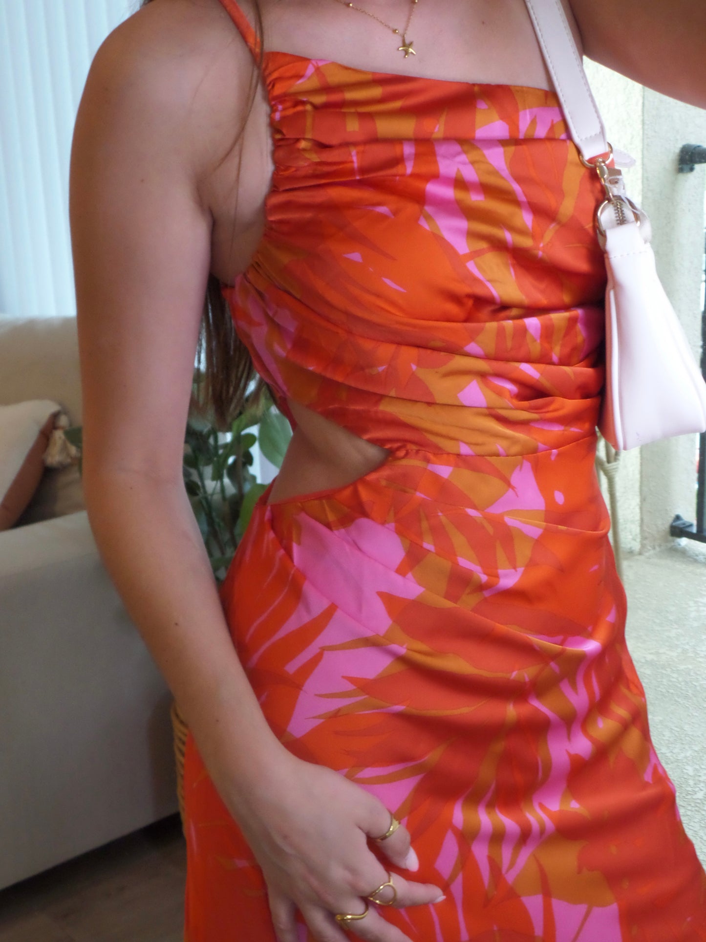 Sunkissed Palm Satin Dress