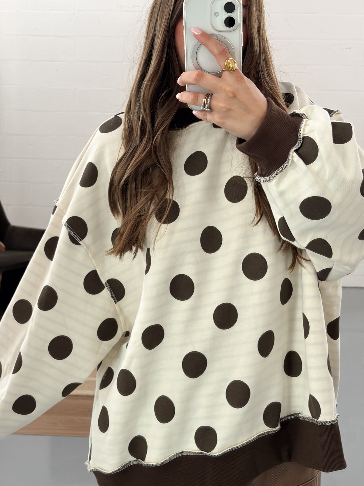 Reversible Stripe/Dots Oversized Top