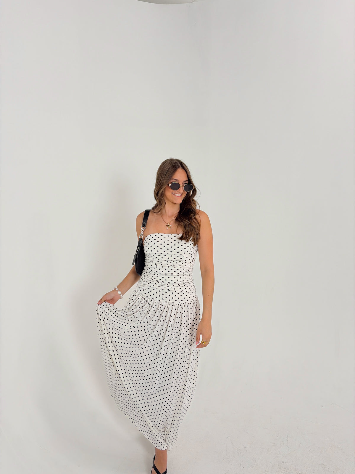 Polka dot soft maxi dress