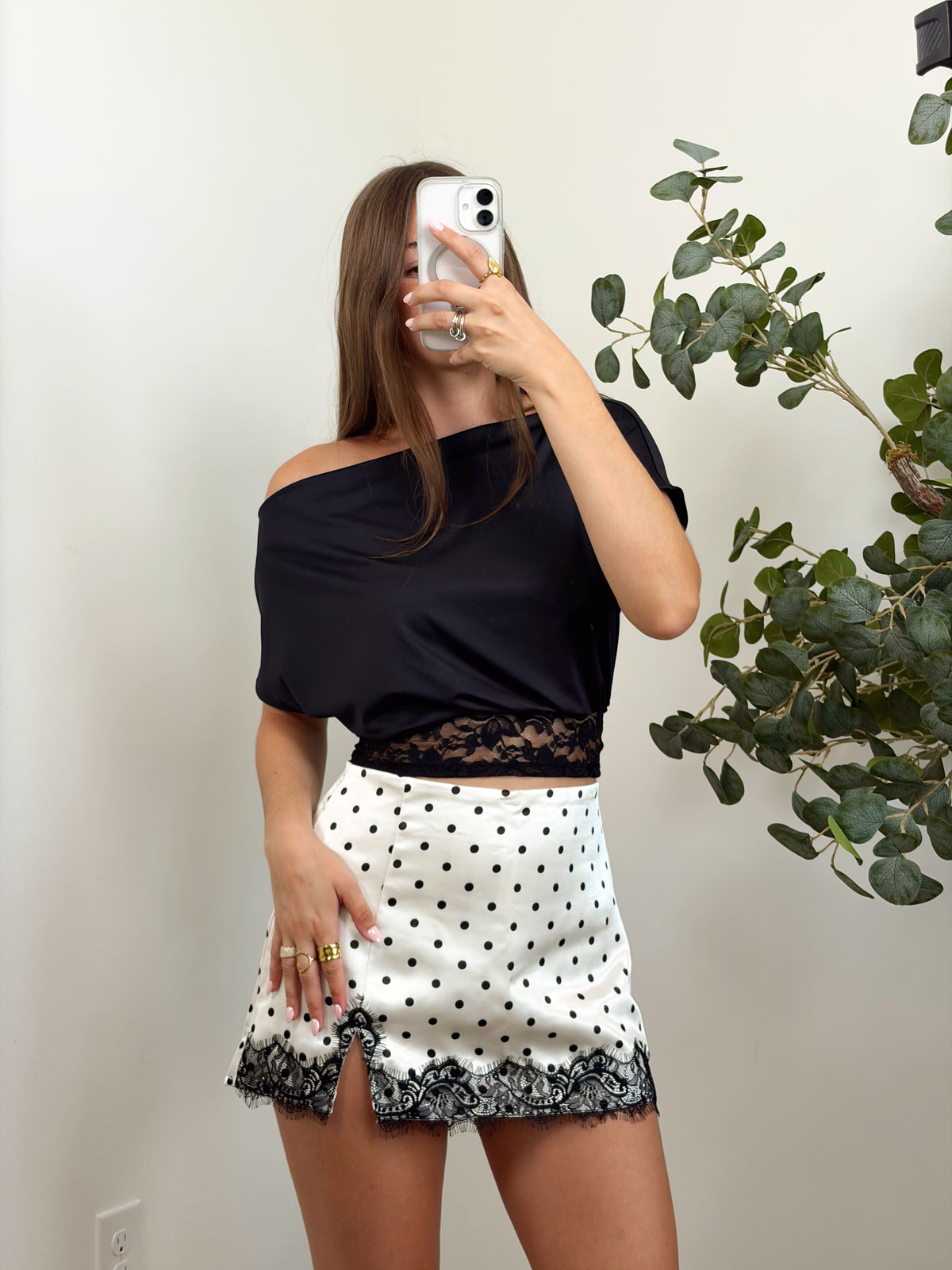 Emory Satin Lace Skort