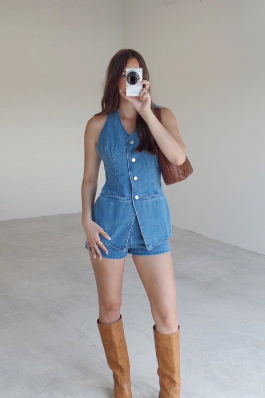 Cider Days Denim Romper