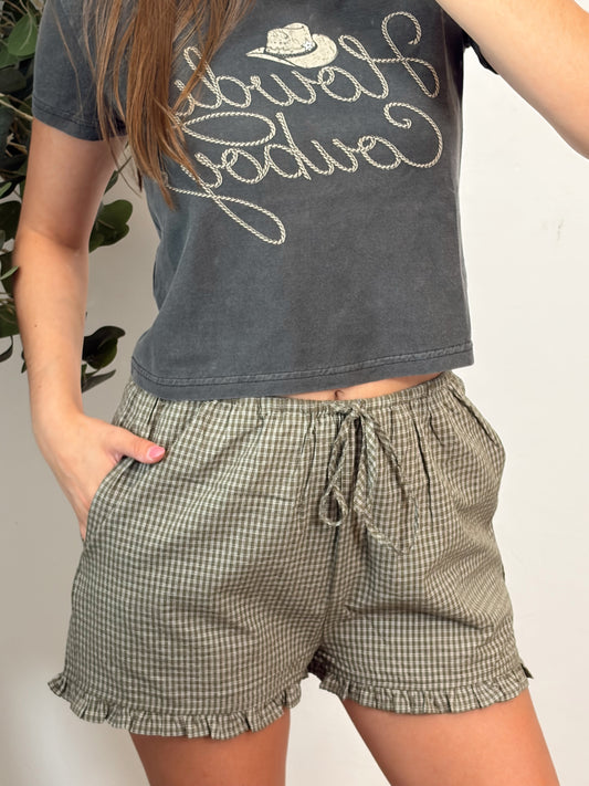 Green Gingham Shorts