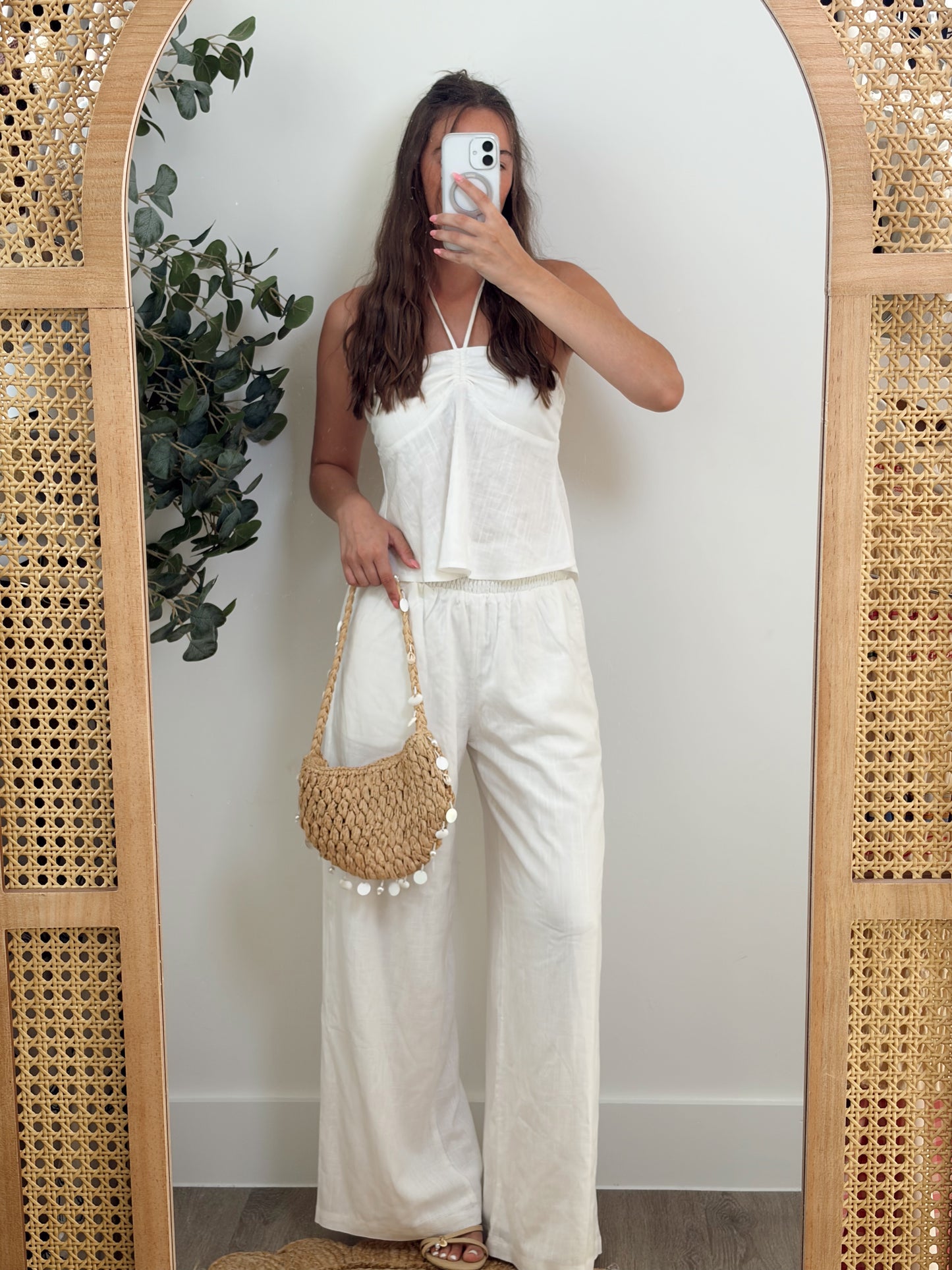 White Linen Pant Set