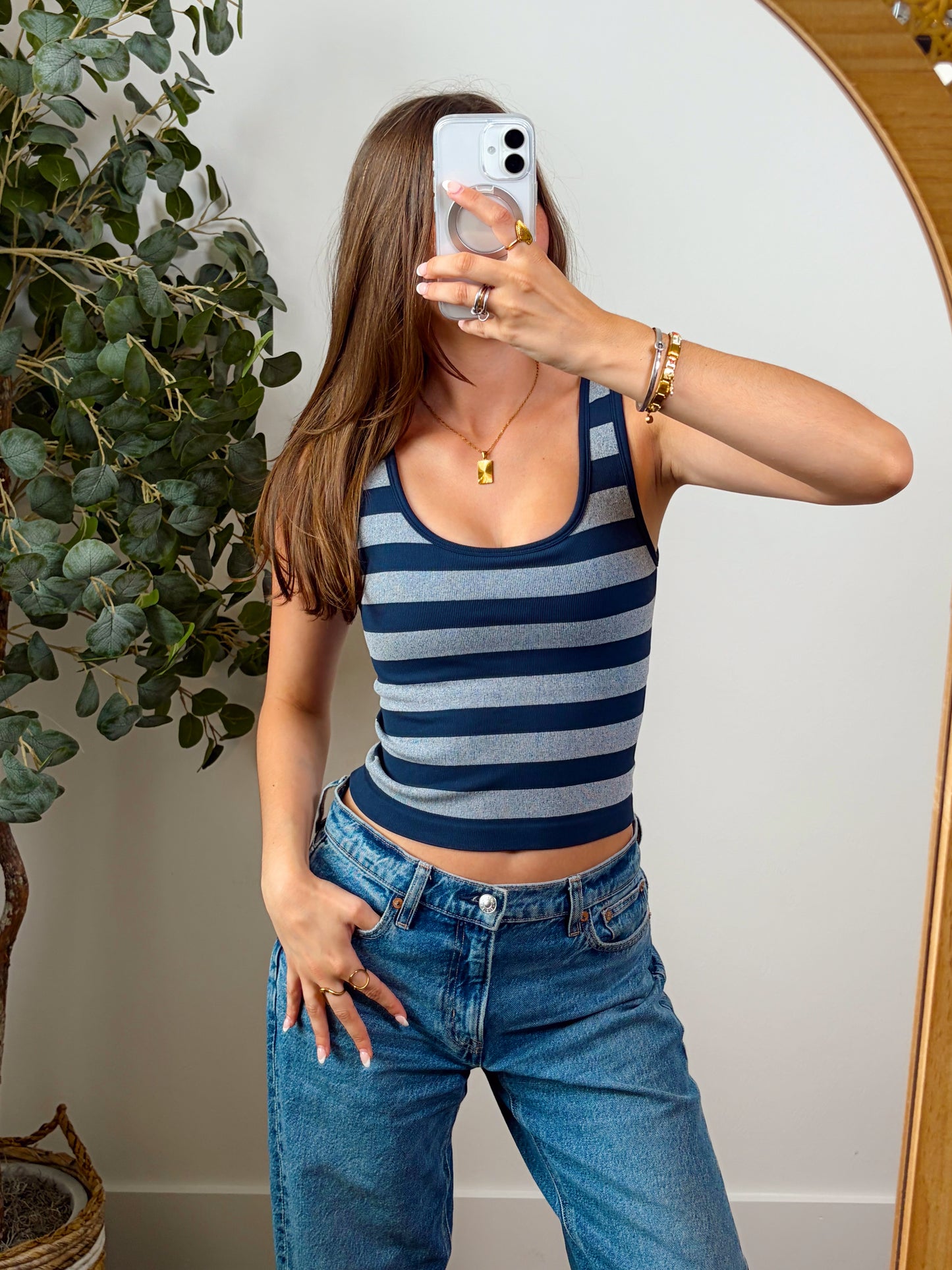 Navy Padded Seamless Tank