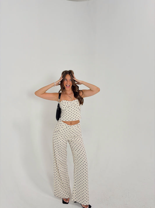 Oatmeal/Black Dots Linen Set