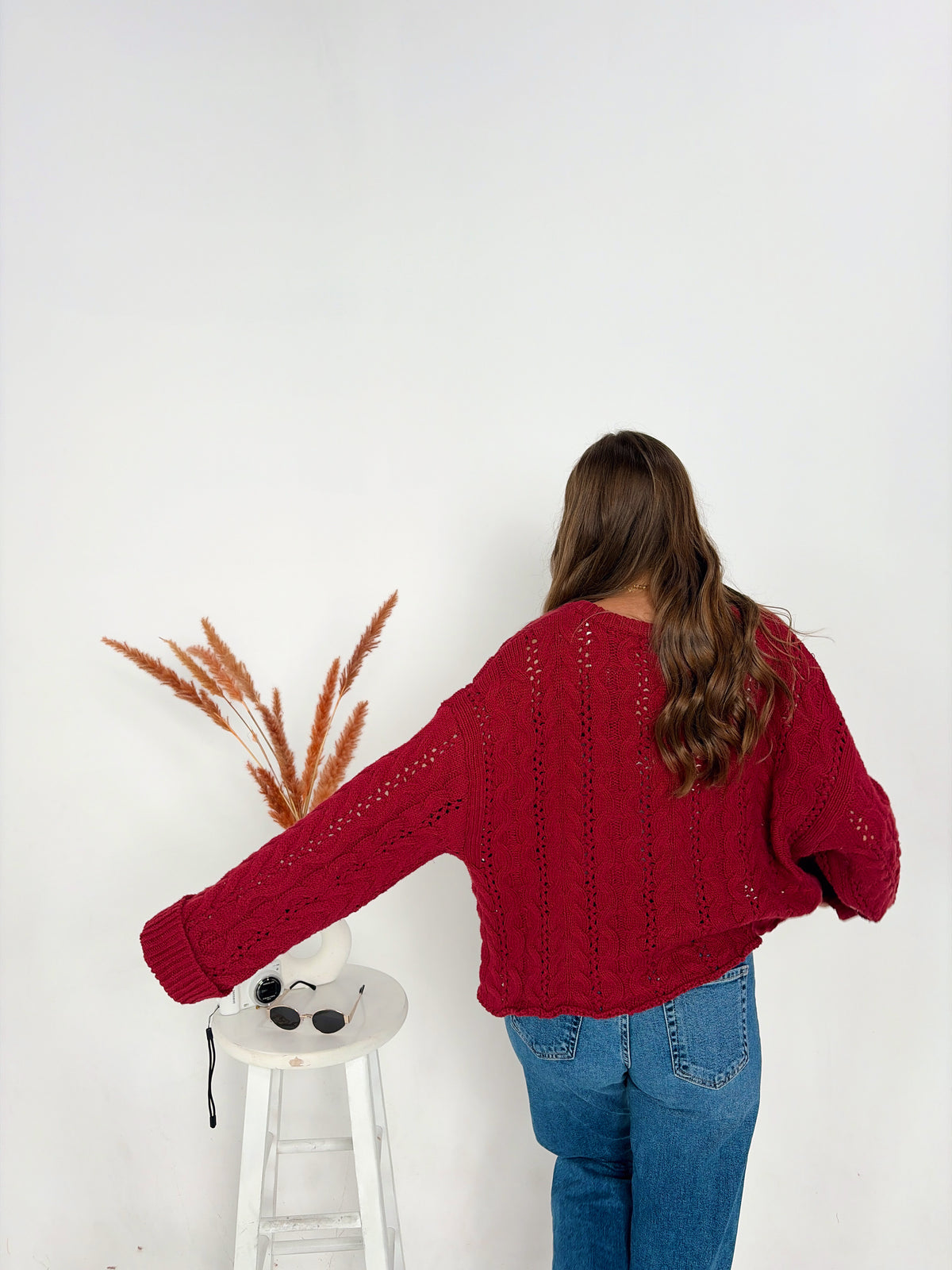 Burgundy Cable Knit Sweater