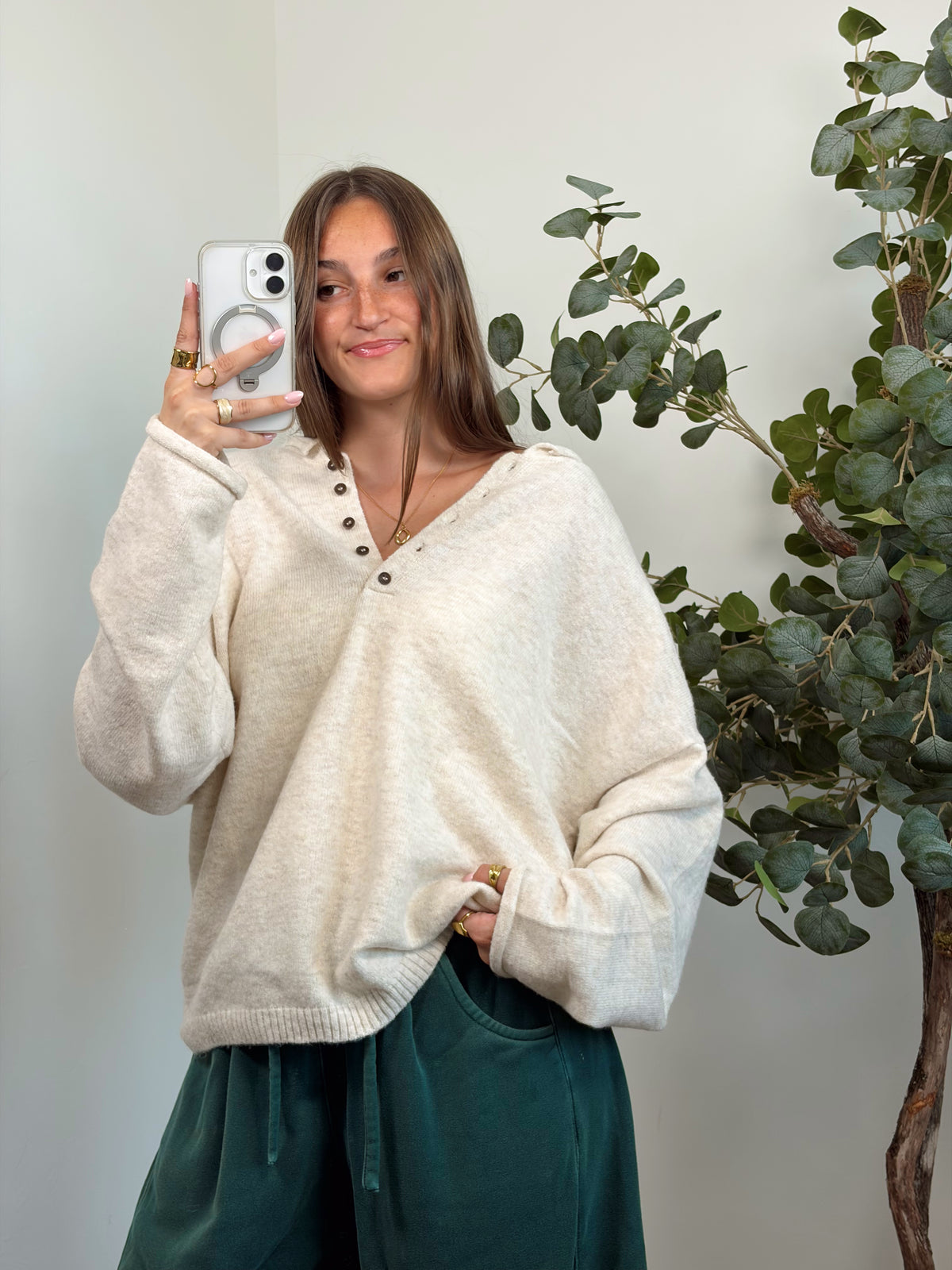Oatmeal Oversized Henley