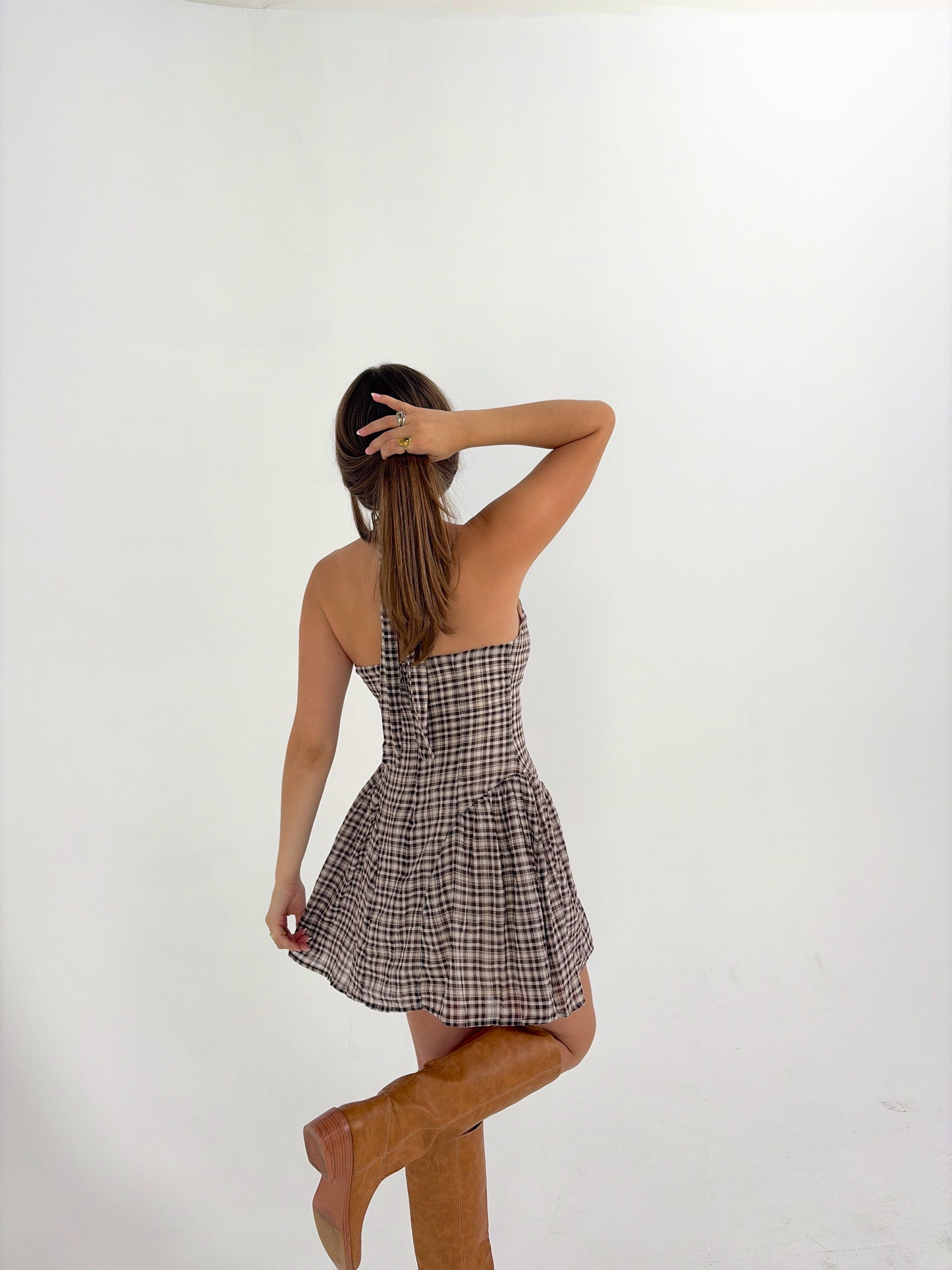 Autumn Plaid Halter Dress