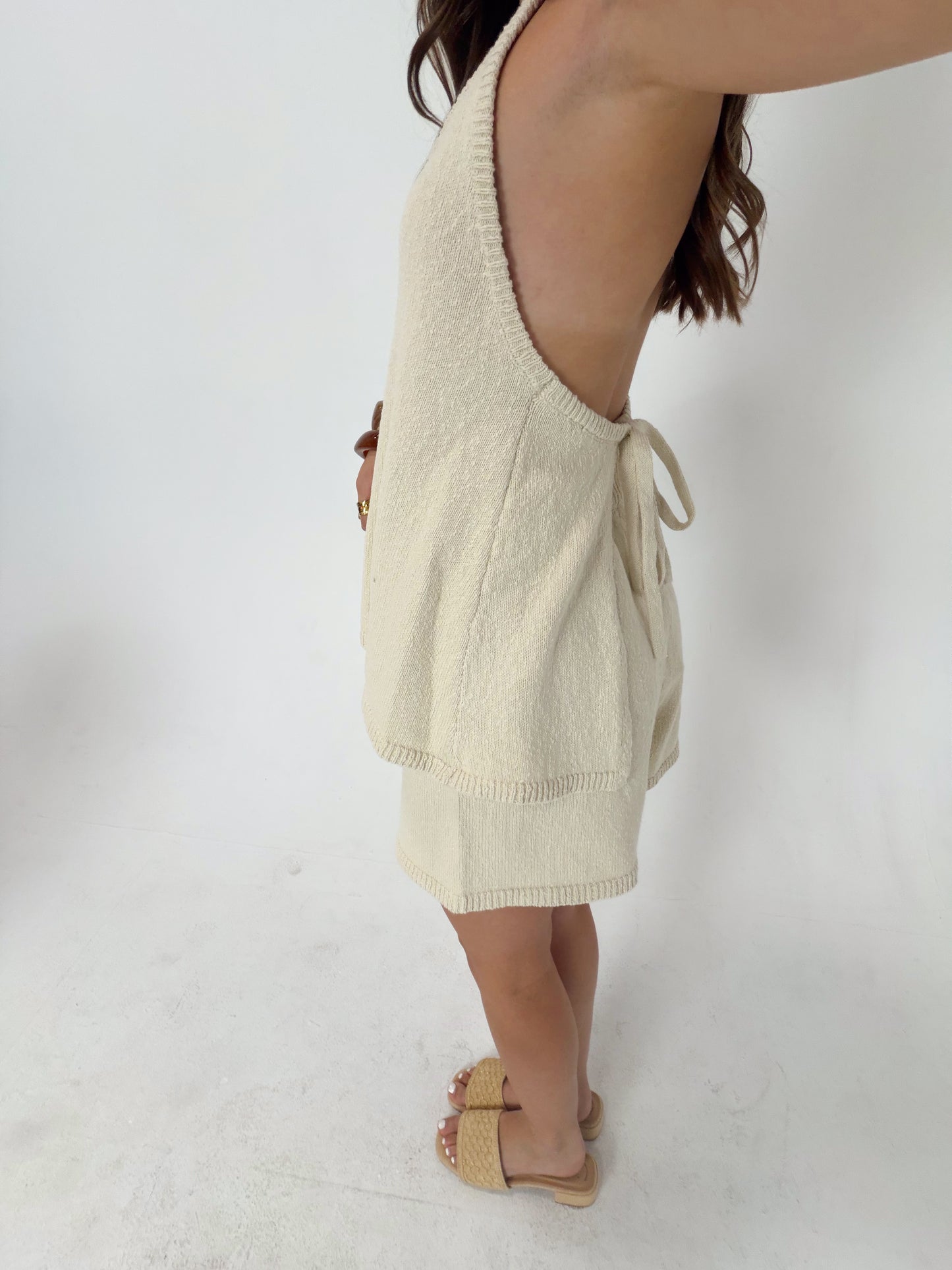 Cream Halter Short Set