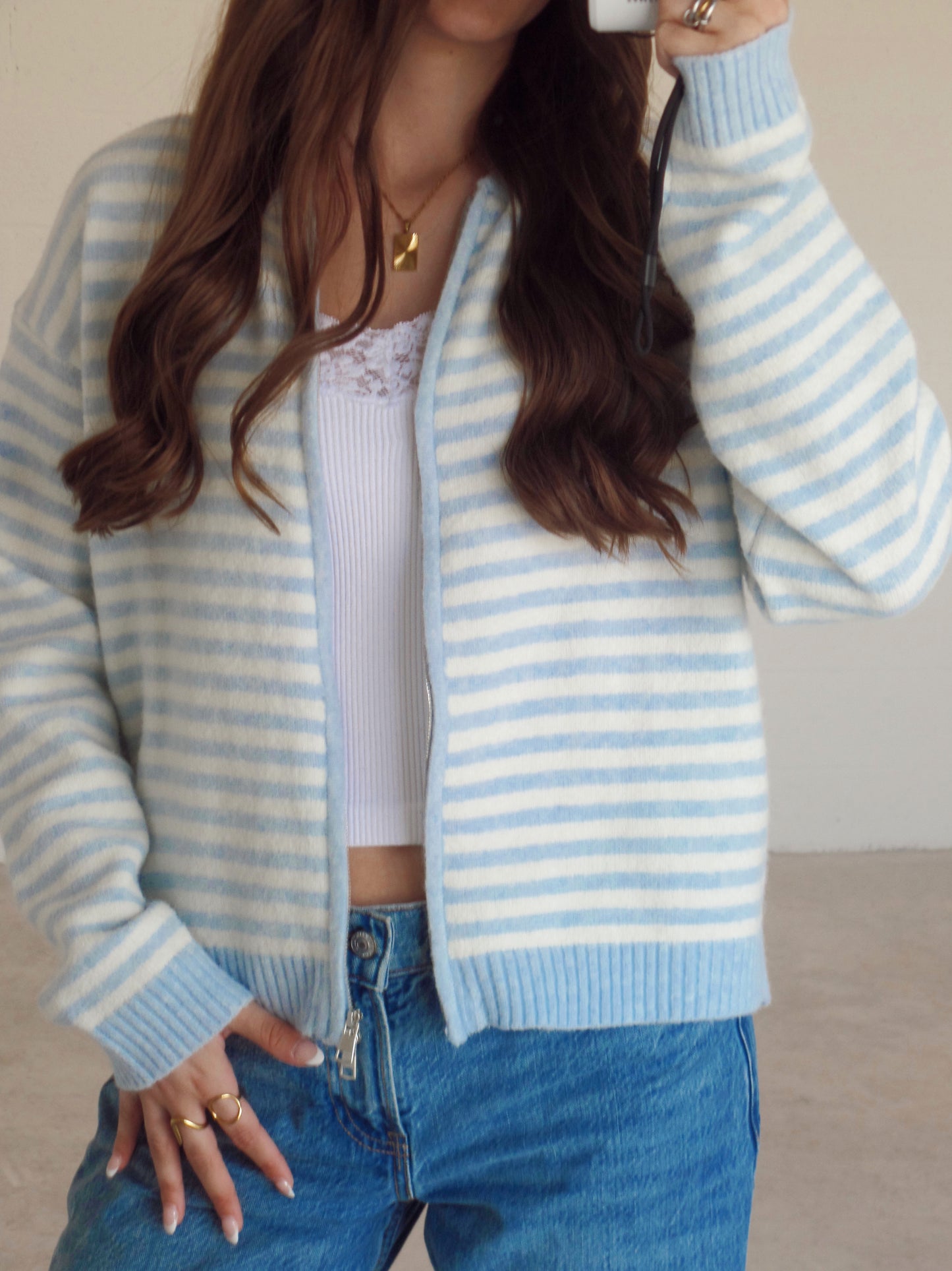Cloudy Skies Double Zip Sweater