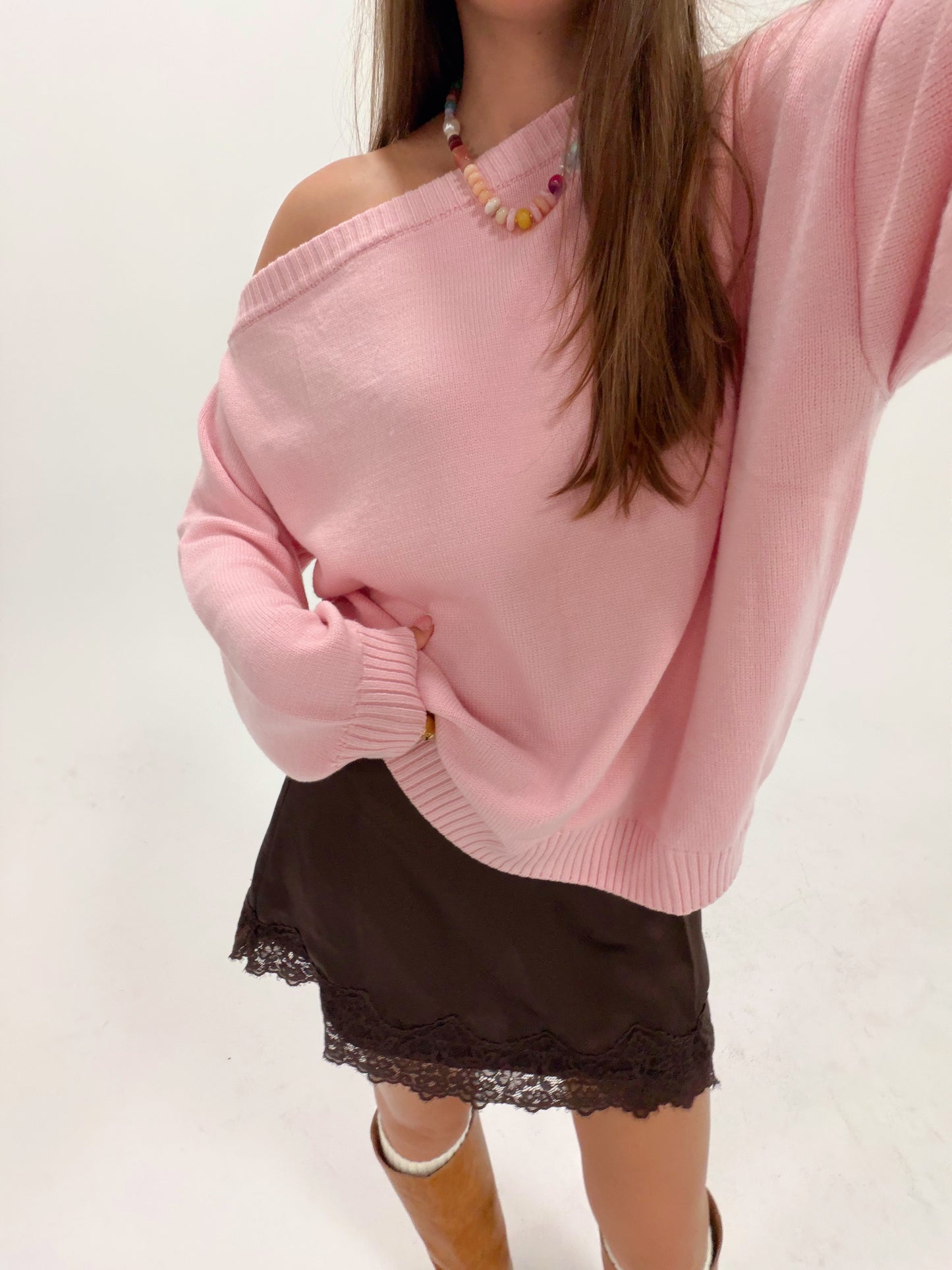 Strawberry Off the Shoulder Sweater