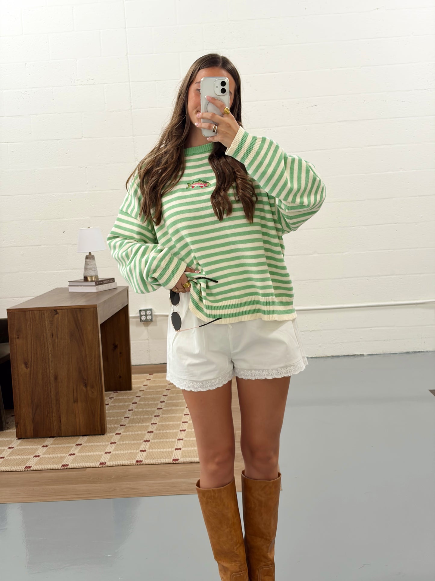 Fall Fish Embroidered Sweater