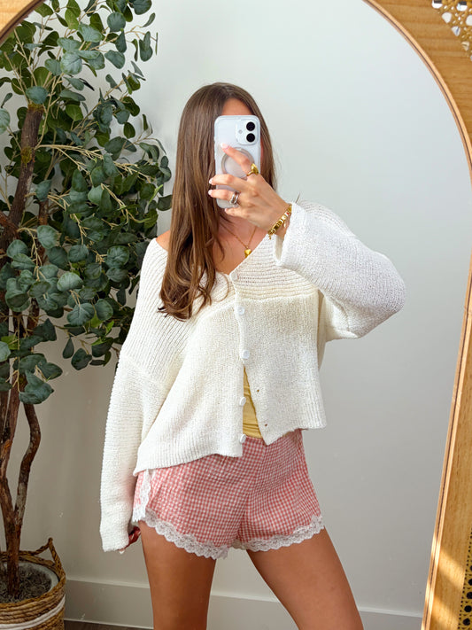 Pink Gingham Lace Shorts