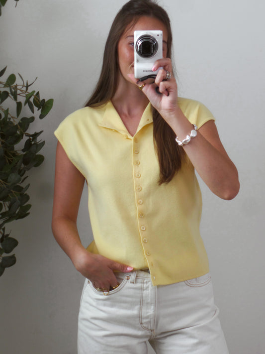 Lemon Ice Button Tee Cardigan