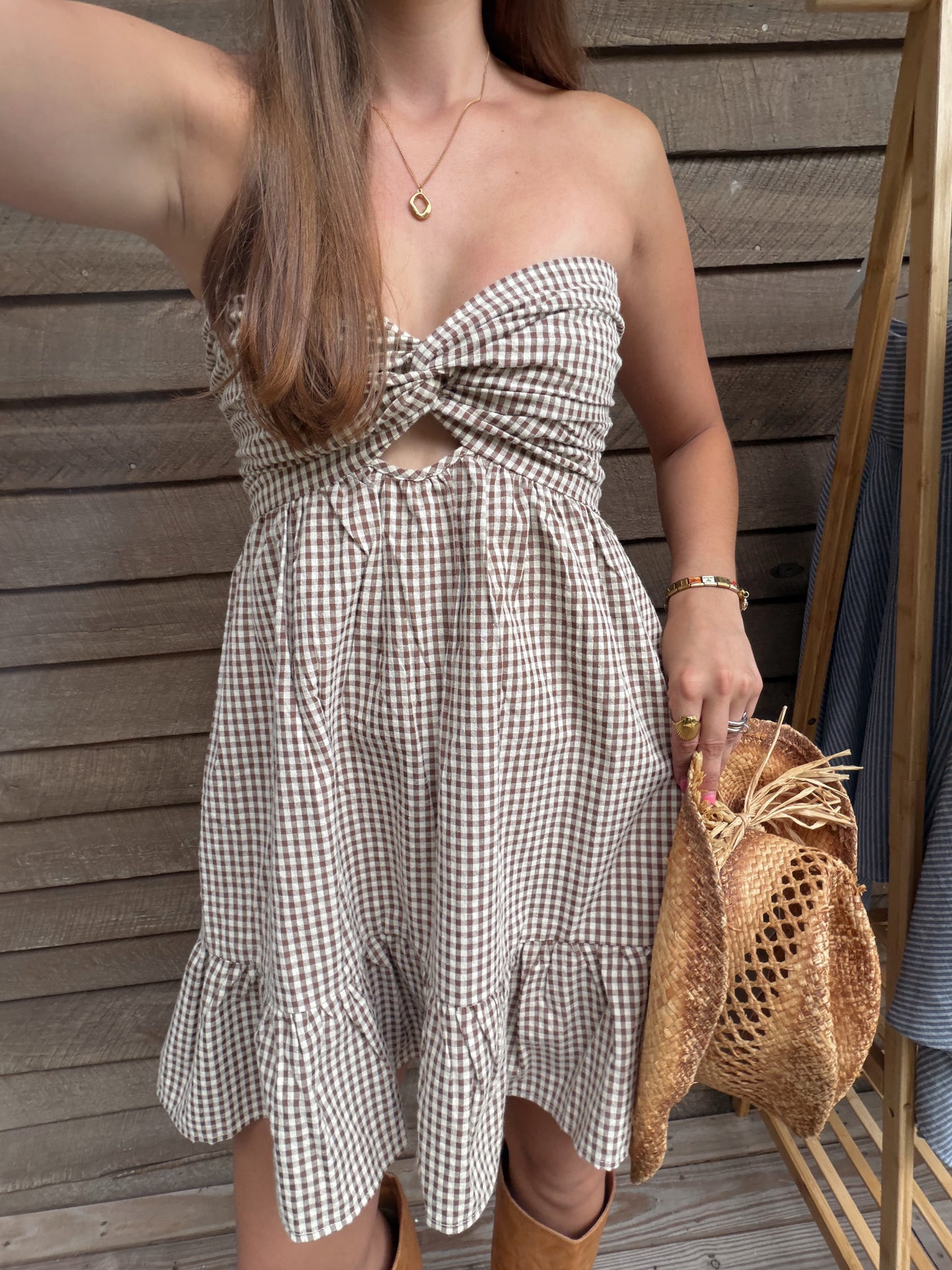 Brown gingham dress