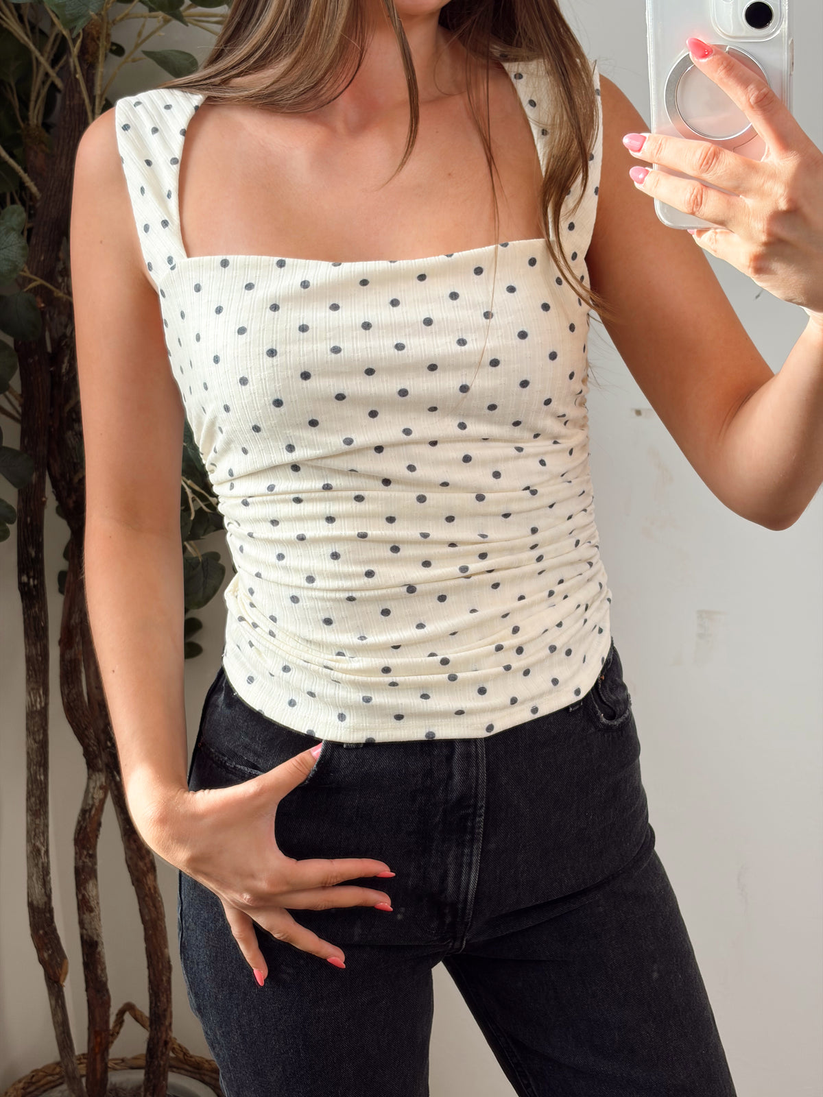 Polka Dot Square Neck