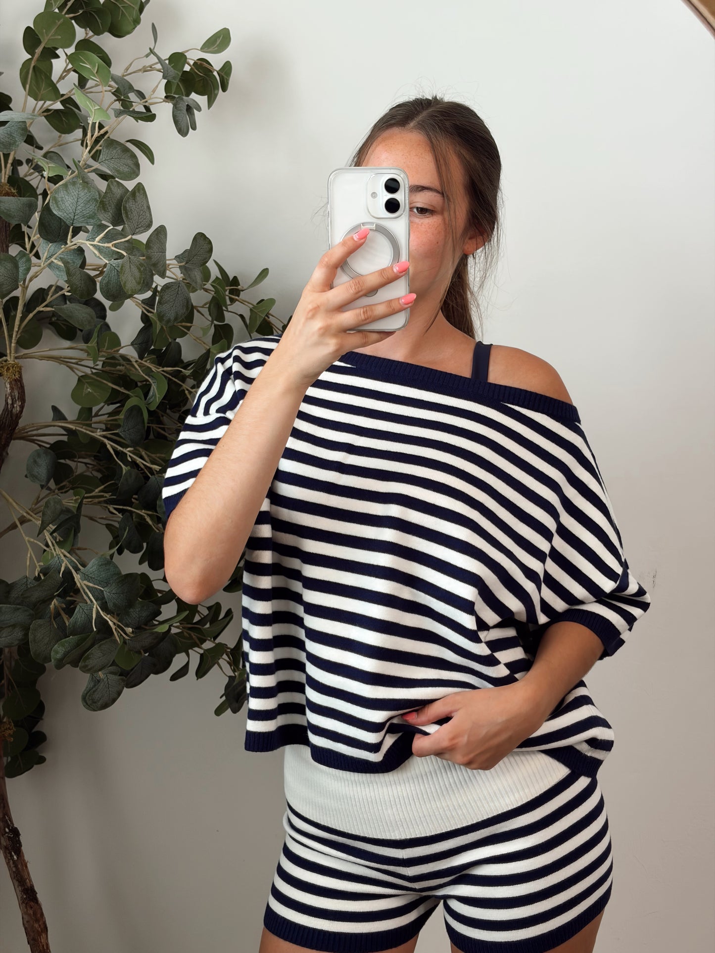 Navy/white Fold Over Set