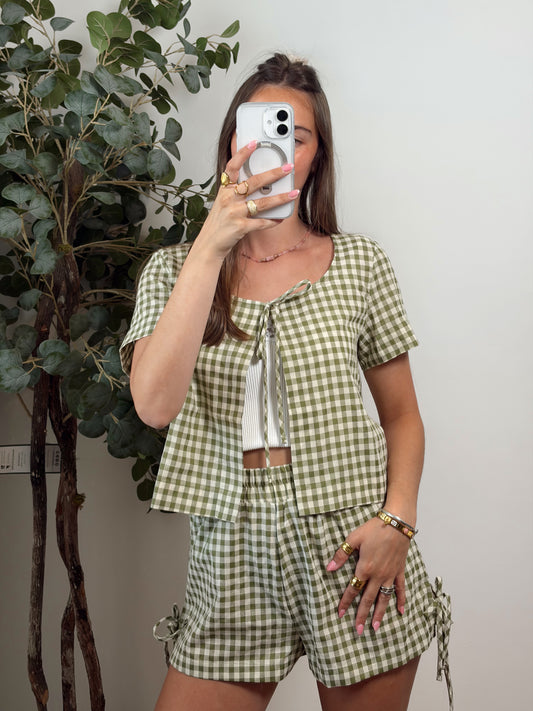 Green Gingham Short Set