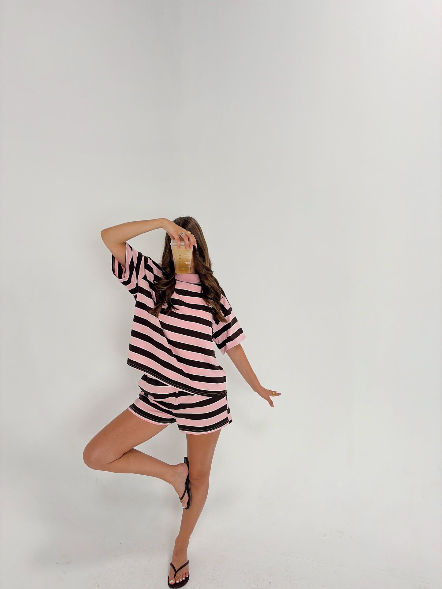 Pink/brown Stripe Set