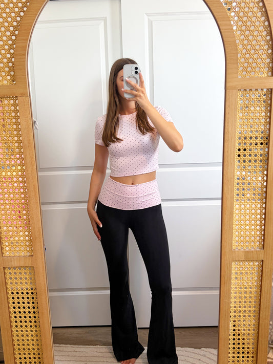 Pink Dot Darling - Flare Legging Brushed Set