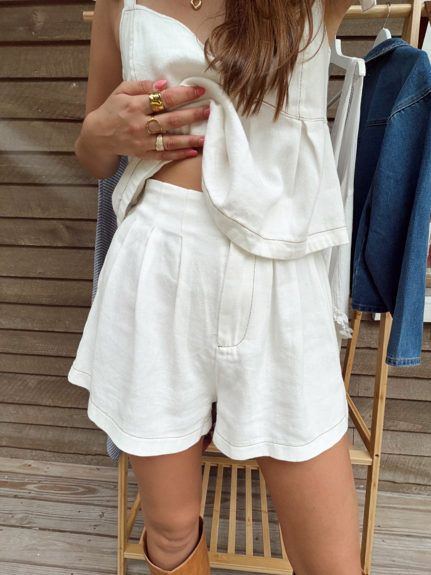 White denim set