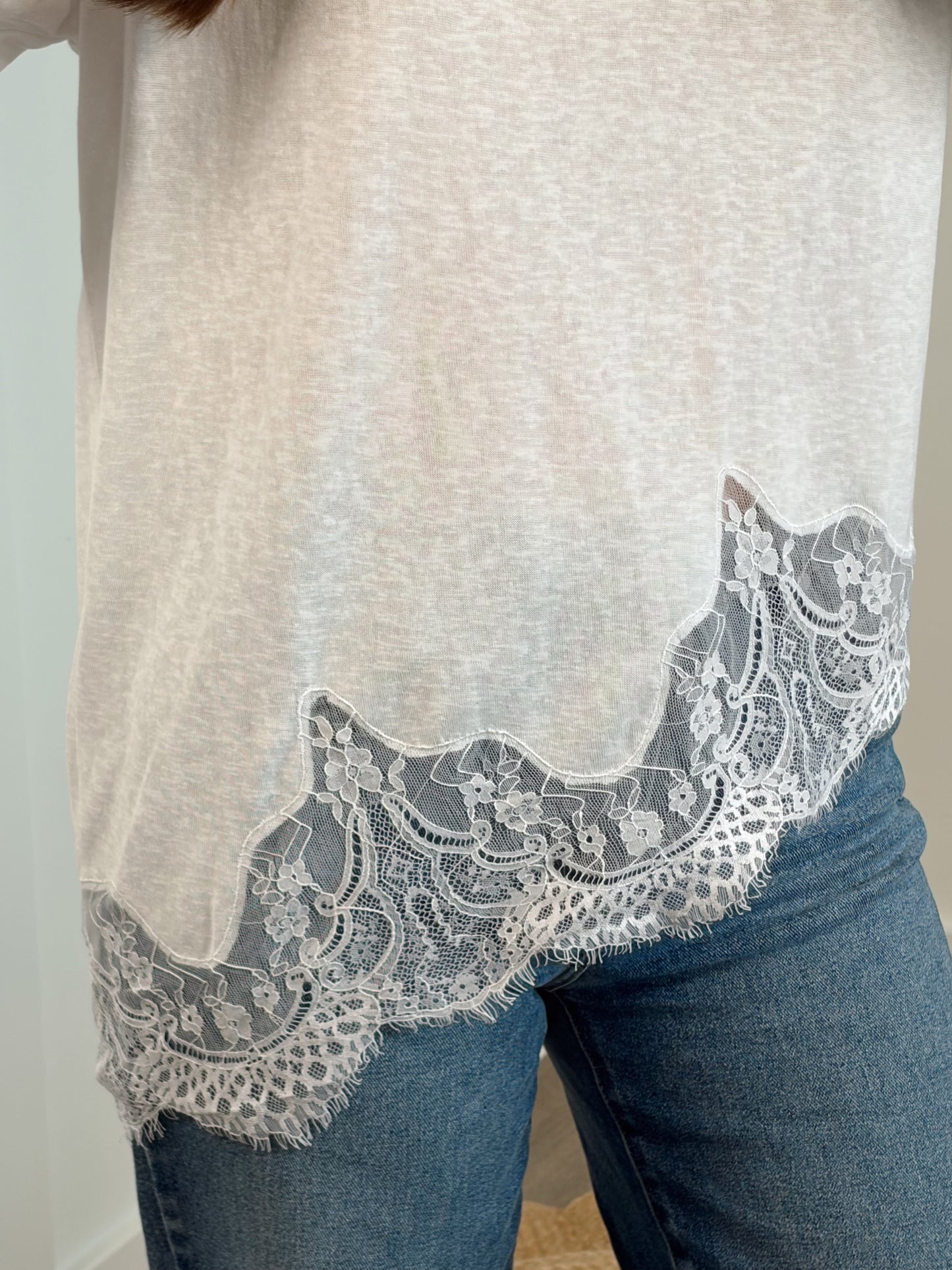 White Lace Asymmetrical Tee