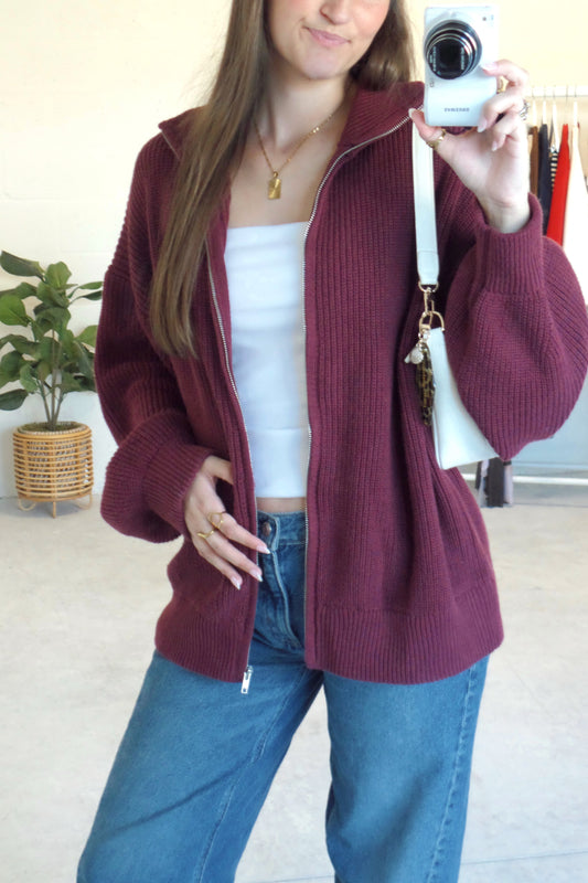 Burgundy Bliss Zip-Up
