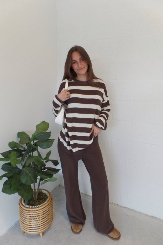 Cinnamon Knit Stripe Set