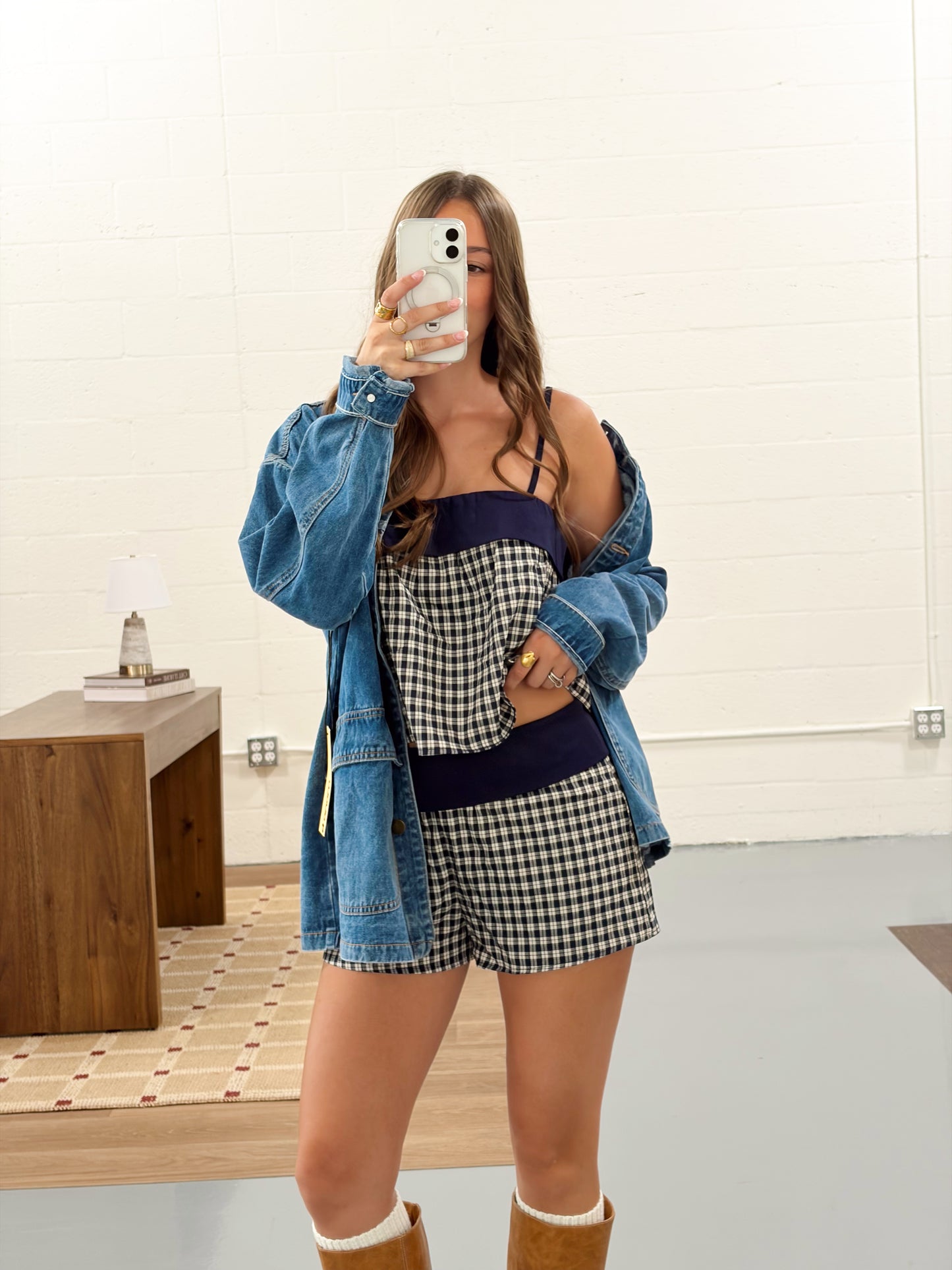 Crisp Air Plaid Fold Over Set