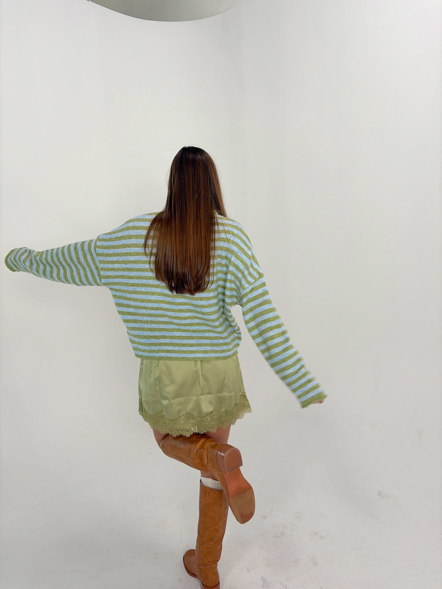 Matcha Satin Lace Skort