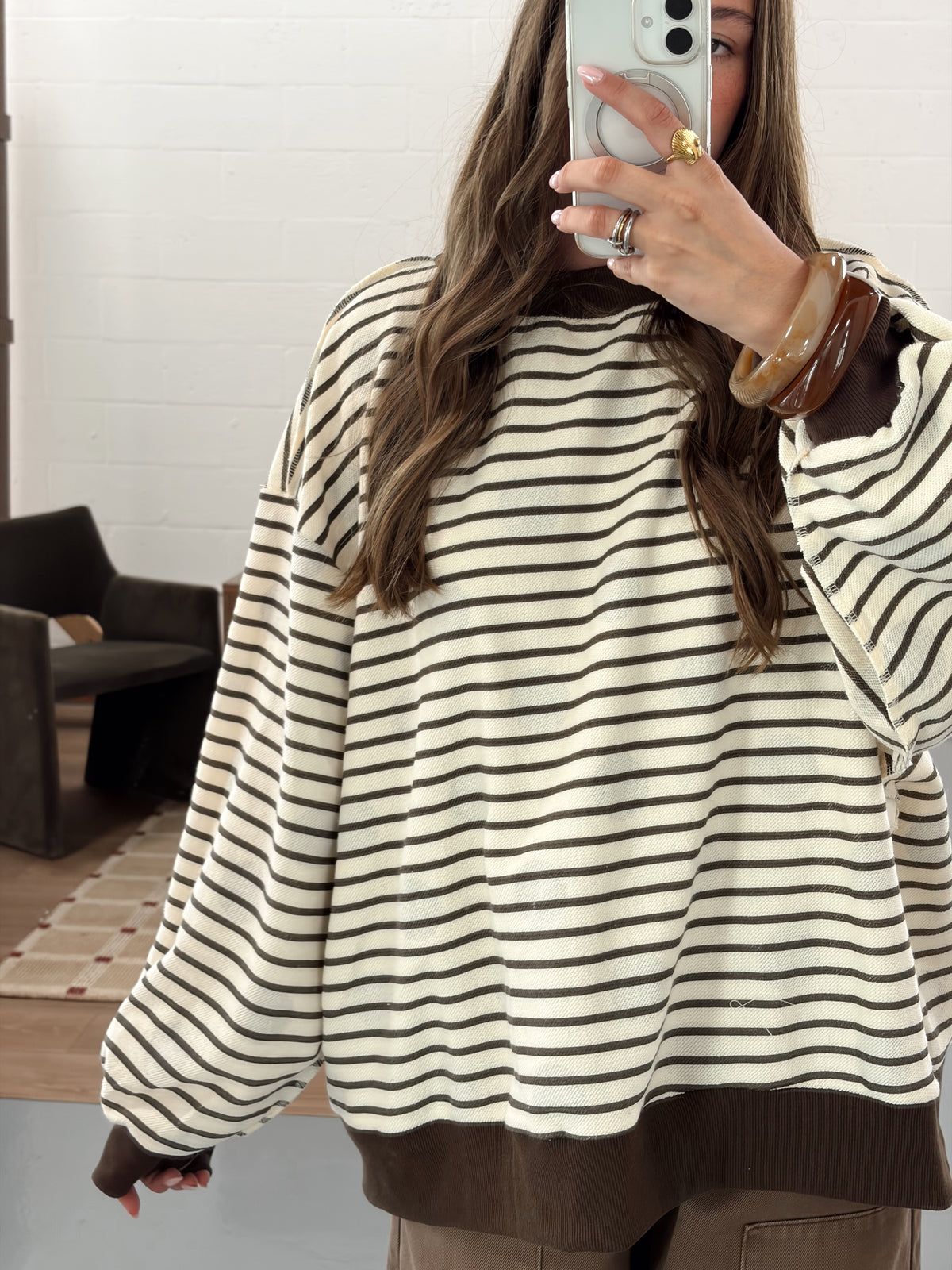 Reversible Stripe/Dots Oversized Top