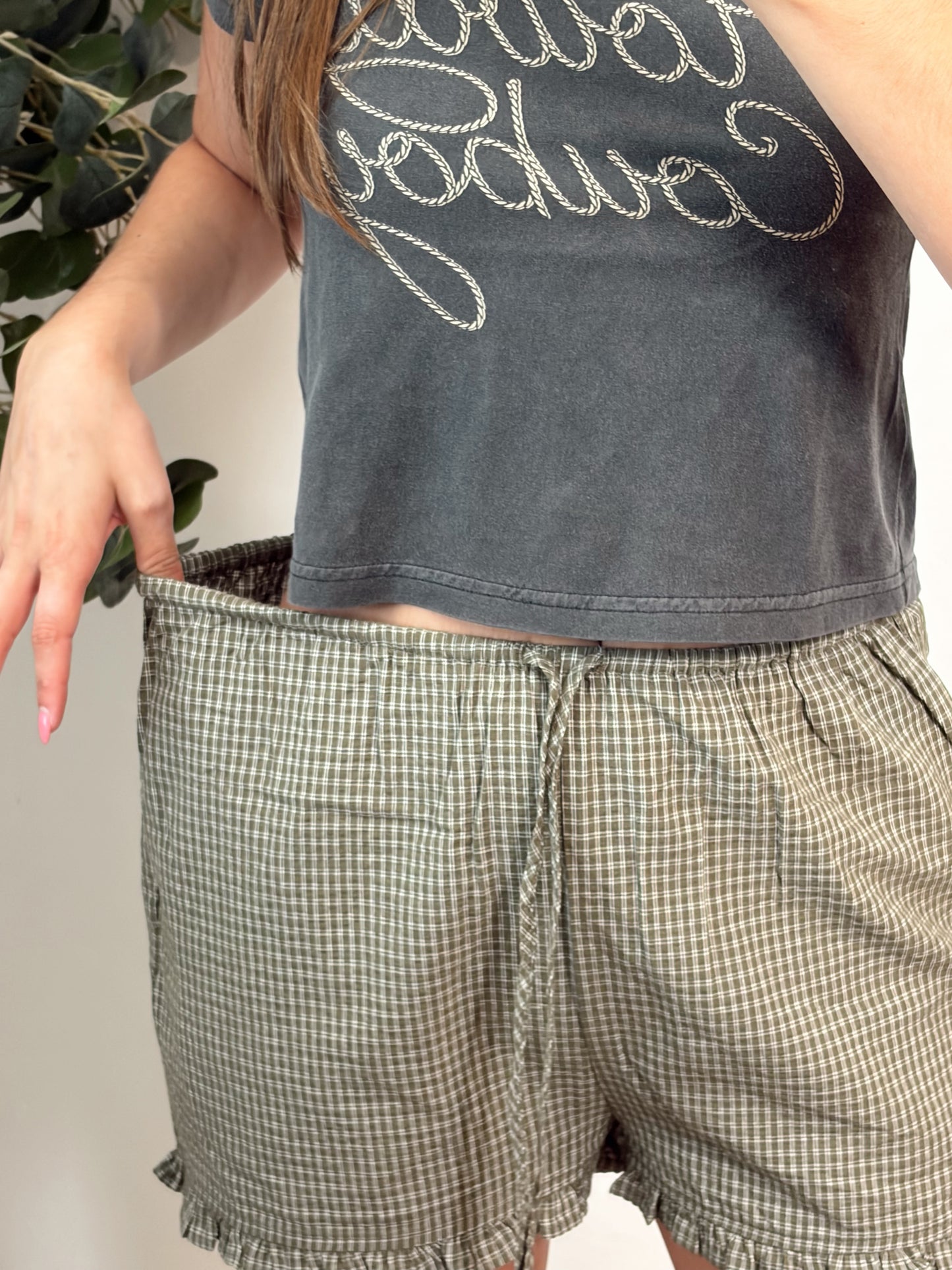 Green Gingham Shorts