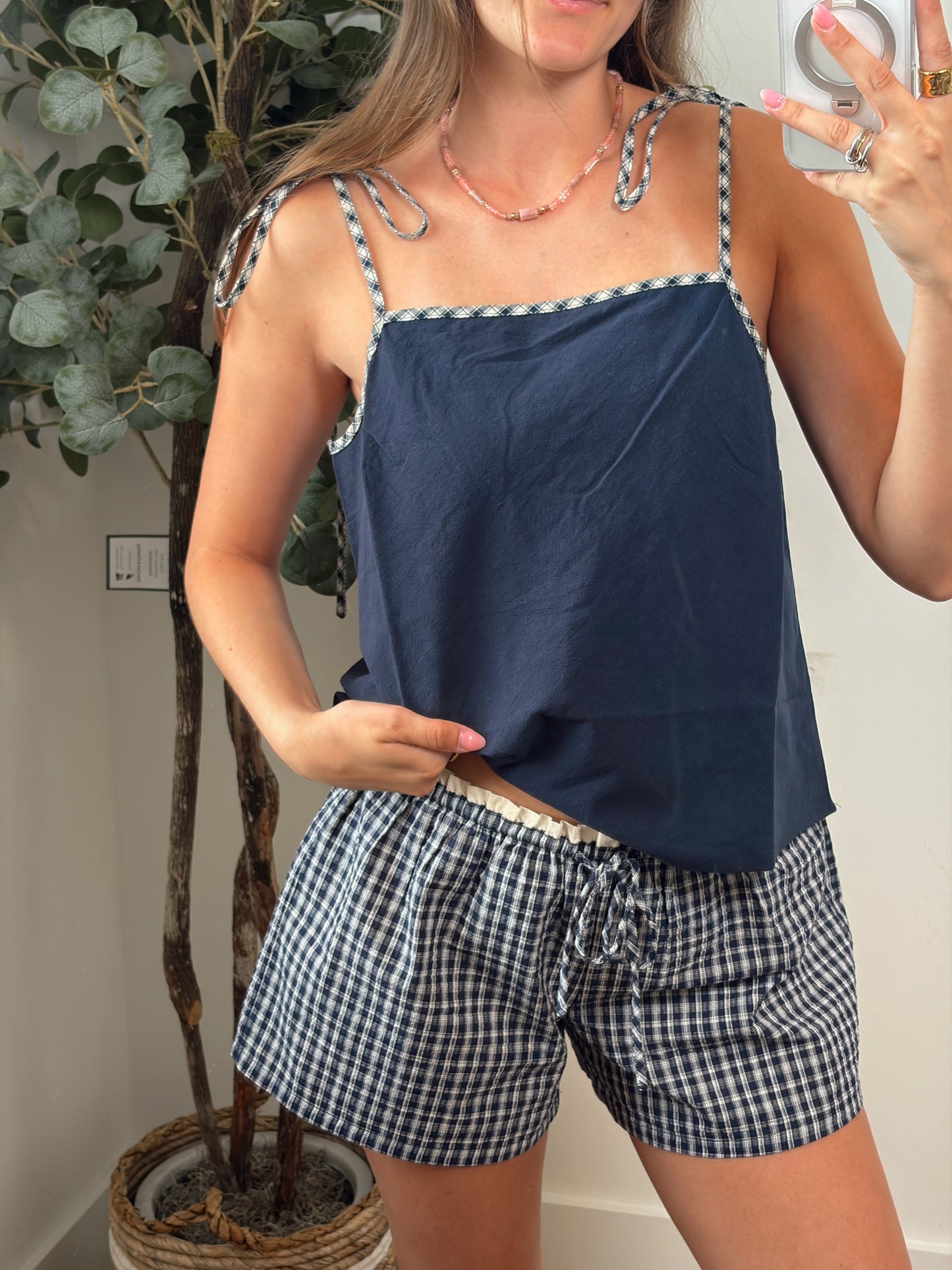 Navy Gingham Set