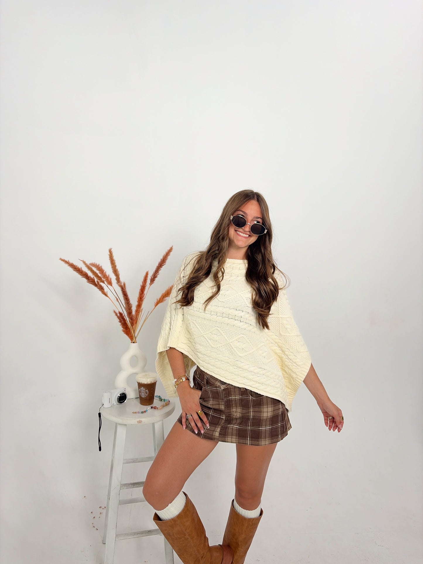Harvest Plaid Denim Skort