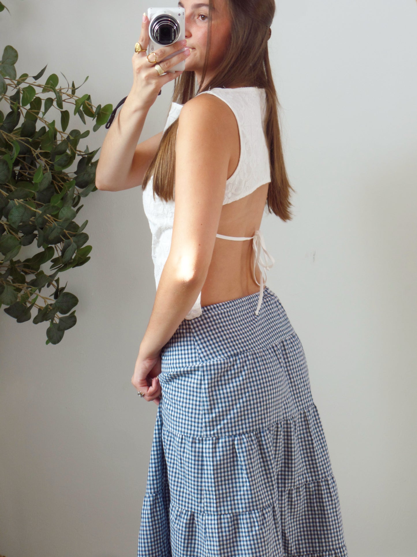 Scalloped Open Tie Top